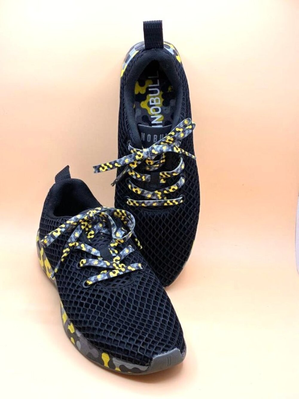 NOBULL Superfabric Radial Trainer Shoes Sneakers Black Yellow Unisex Sz 7.5 M 9W